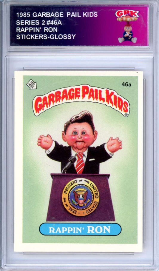 1985 Topps Garbage Pail Kids Series 2 #46a Rappin' Ron   Authentic Encased Image 1