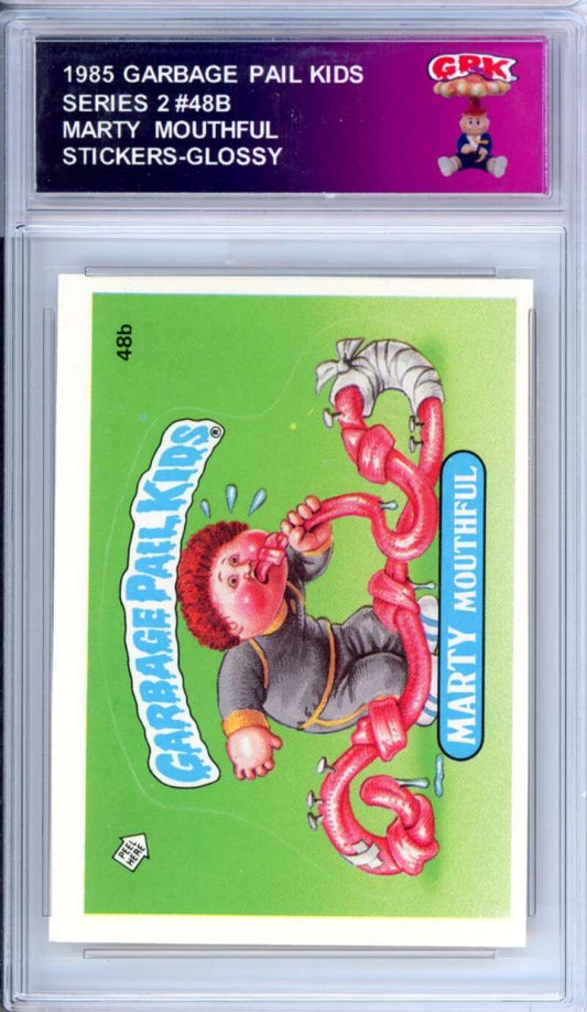 1985 Topps Garbage Pail Kids Series 2 #48b Marty Mouthful   Authentic Encased Image 1