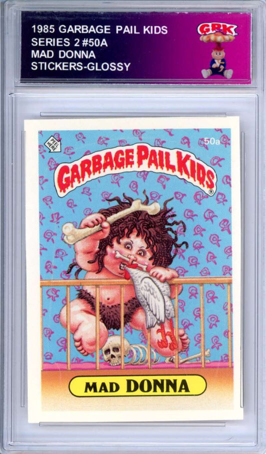 1985 Topps Garbage Pail Kids Series 2 #50a Mad Donna   Authentic Encased Image 1