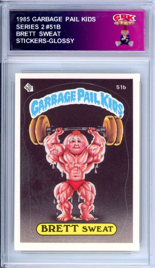 1985 Topps Garbage Pail Kids Series 2 #51b Brett Sweat   Authentic Encased Image 1