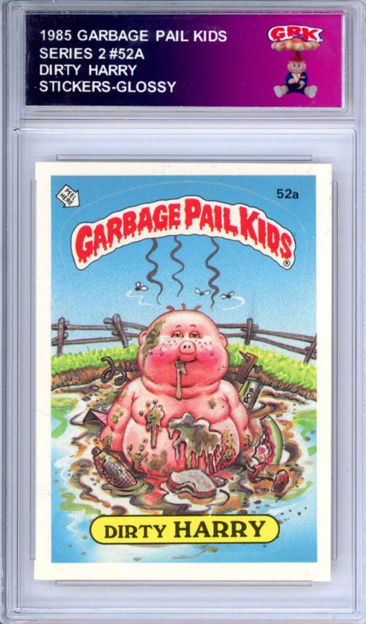1985 Topps Garbage Pail Kids Series 2 #52a Dirty Harry   Authentic Encased Image 1