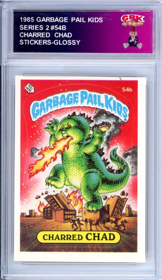1985 Topps Garbage Pail Kids Series 2 #54b Charred Chad   Authentic Encased Image 1