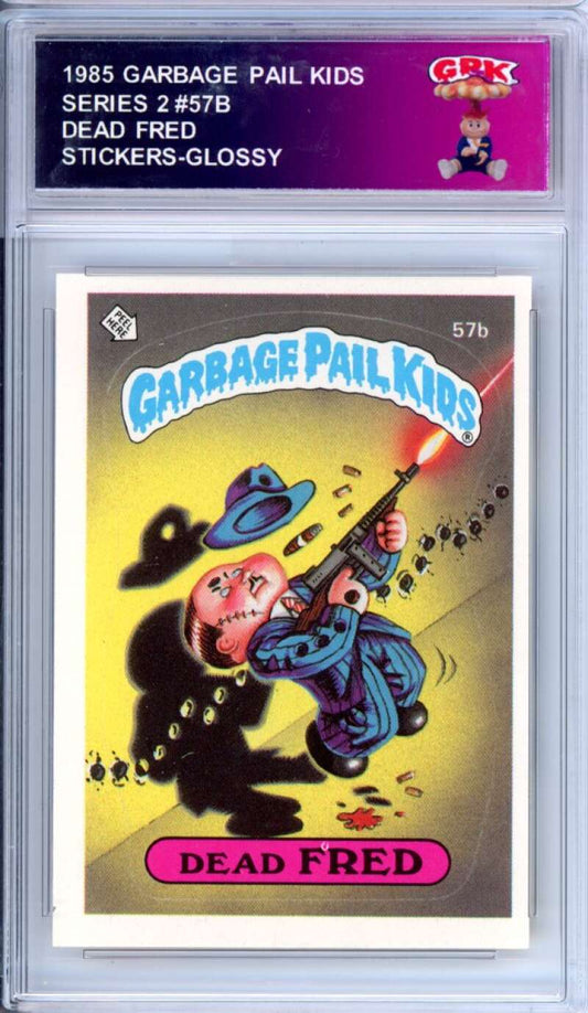 1985 Topps Garbage Pail Kids Series 2 #57b Dead Fred   Authentic Encased Image 1