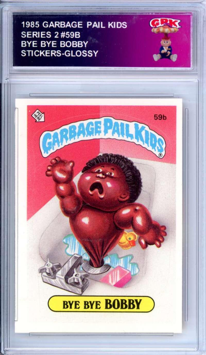 1985 Topps Garbage Pail Kids Series 2 #59b Bye Bye Bobby   Authentic Encased Image 1