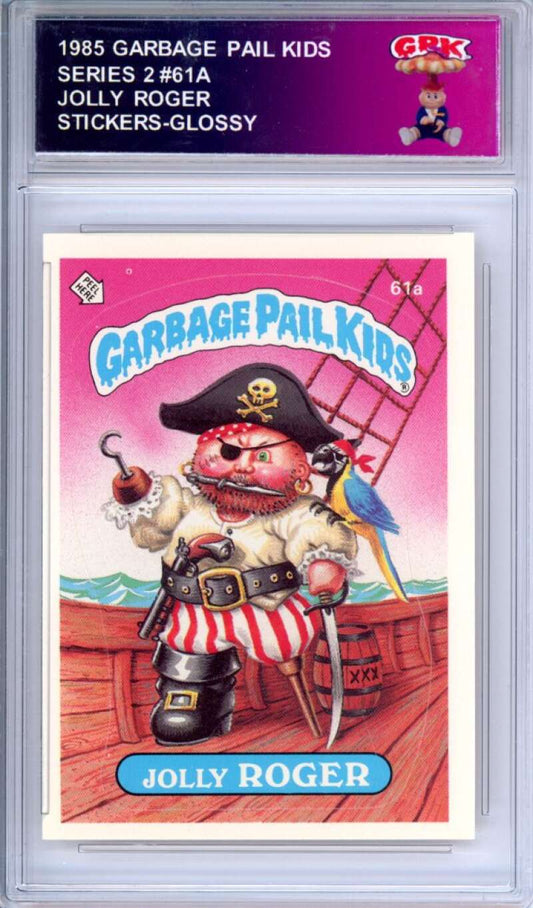1985 Topps Garbage Pail Kids Series 2 #61a Jolly Roger   Authentic Encased Image 1