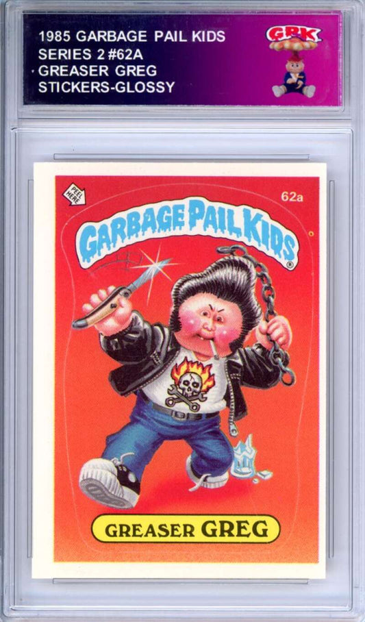 1985 Topps Garbage Pail Kids Series 2 #62a Greaser Greg   Authentic Encased Image 1