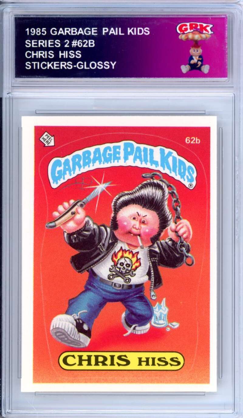 1985 Topps Garbage Pail Kids Series 2 #62b Chris Hiss   Authentic Encased Image 1