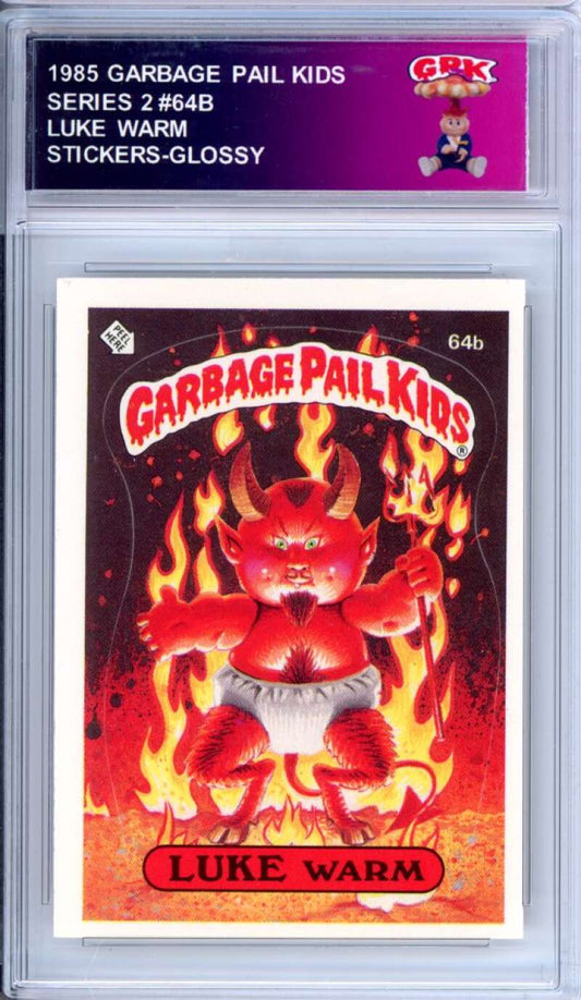 1985 Topps Garbage Pail Kids Series 2 #64b Luke Warm   Authentic Encased Image 1