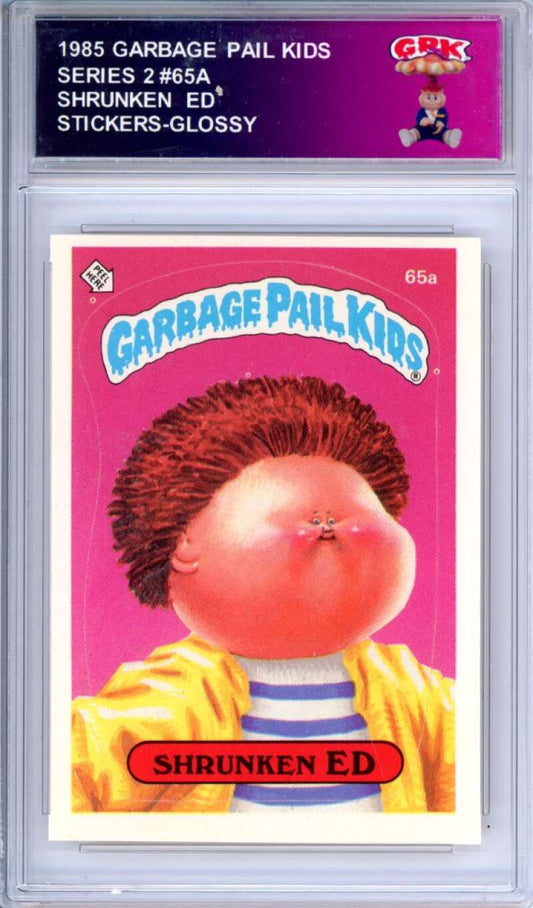 1985 Topps Garbage Pail Kids Series 2 #65a Shrunken Ed   Authentic Encased Image 1