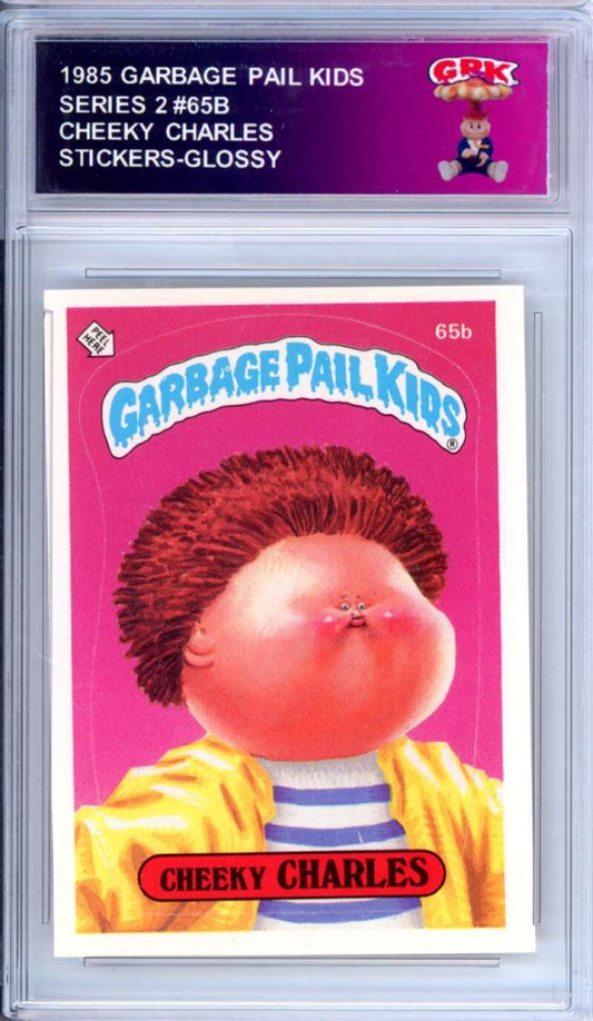 1985 Topps Garbage Pail Kids Series 2 #65b Cheeky Charles   Authentic Encased Image 1