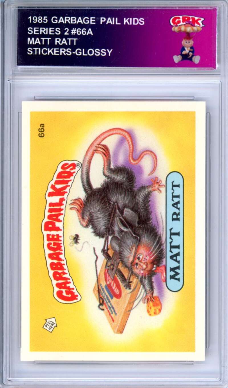 1985 Topps Garbage Pail Kids Series 2 #66a Matt Ratt   Authentic Encased Image 1