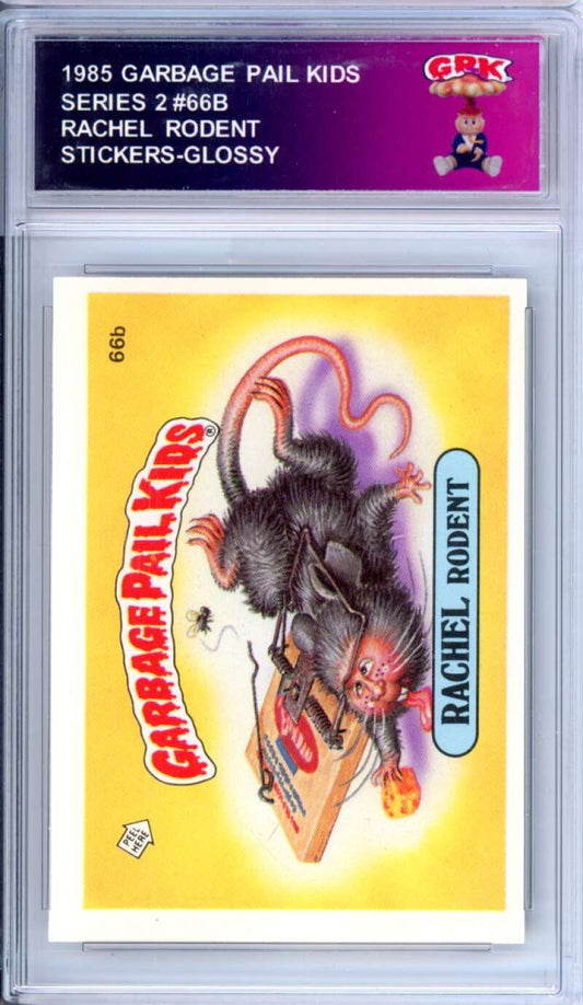 1985 Topps Garbage Pail Kids Series 2 #66b Rachel Rodent   Authentic Encased Image 1