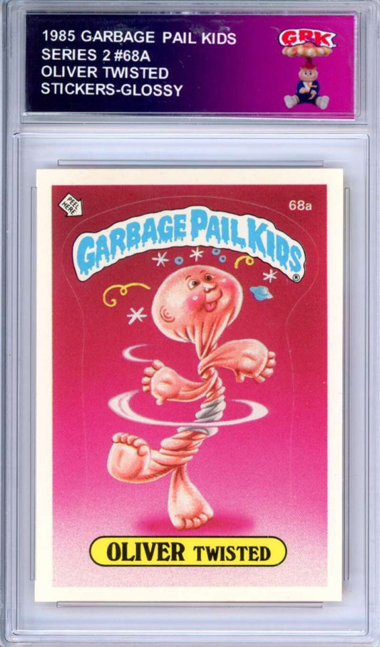 1985 Topps Garbage Pail Kids Series 2 #68a Oliver Twisted   Authentic Encased Image 1