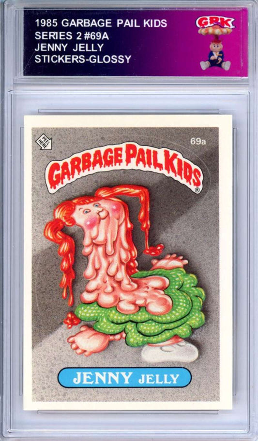 1985 Topps Garbage Pail Kids Series 2 #69a Jenny Jelly   Authentic Encased Image 1