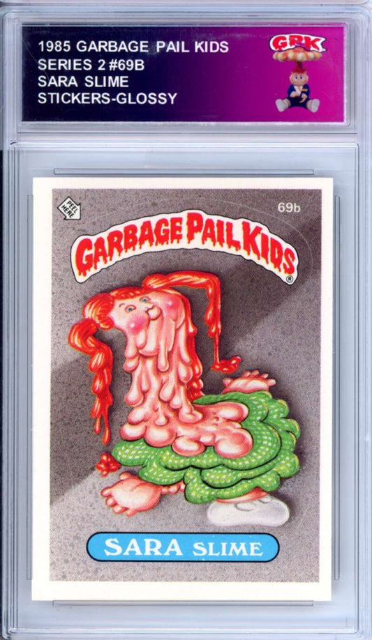 1985 Topps Garbage Pail Kids Series 2 #69b Sara Slime   Authentic Encased Image 1