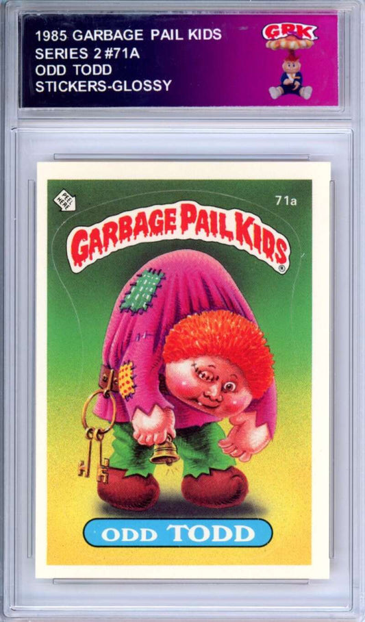 1985 Topps Garbage Pail Kids Series 2 #71a Odd Todd   Authentic Encased Image 1
