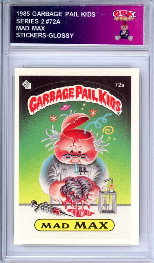 1985 Topps Garbage Pail Kids Series 2 #72a Mad Max   Authentic Encased Image 1