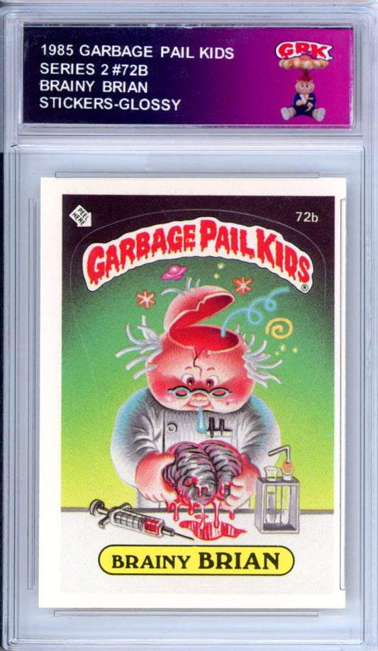 1985 Topps Garbage Pail Kids Series 2 #72b Brainy Brian   Authentic Encased Image 1