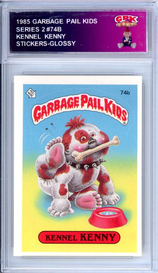 1985 Topps Garbage Pail Kids Series 2 #74b Kennel Kenny   Authentic Encased Image 1