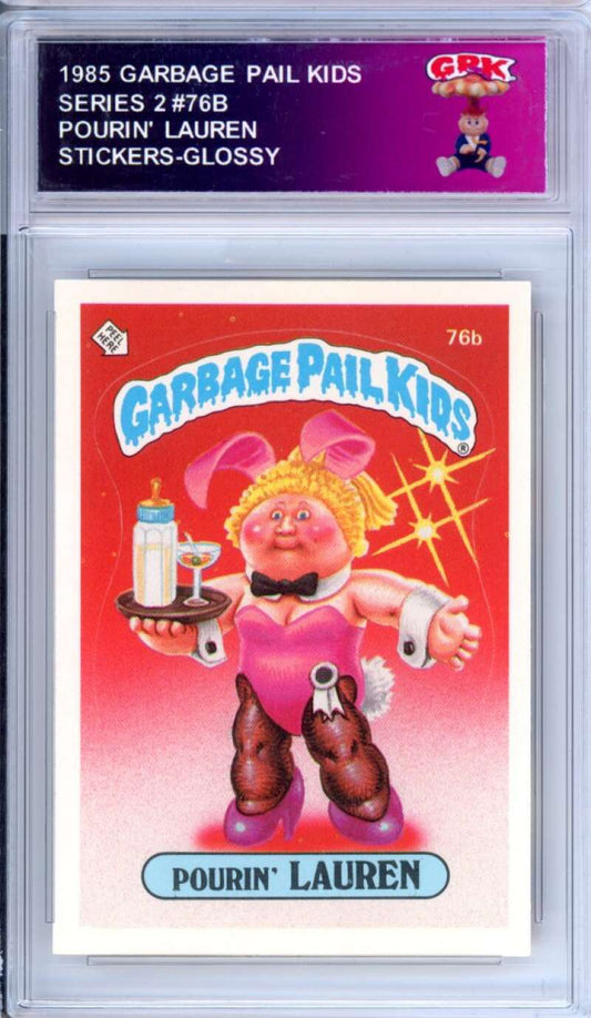 1985 Topps Garbage Pail Kids Series 2 #76b Pourin' Lauren   Authentic Encased Image 1