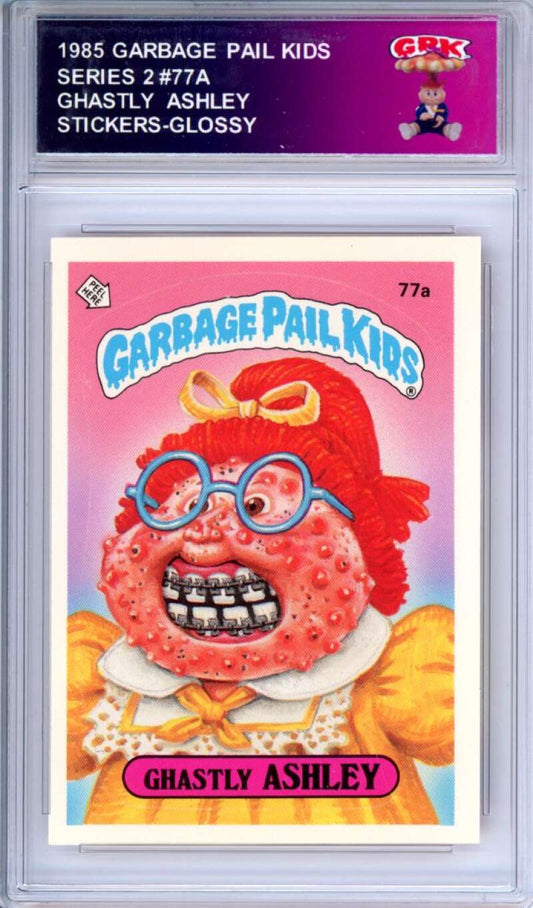 1985 Topps Garbage Pail Kids Series 2 #77a Ghastly Ashley   Authentic Encased Image 1