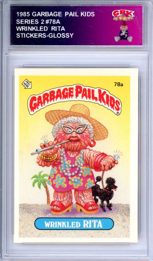 1985 Topps Garbage Pail Kids Series 2 #78a Wrinkled Rita   Authentic Encased Image 1
