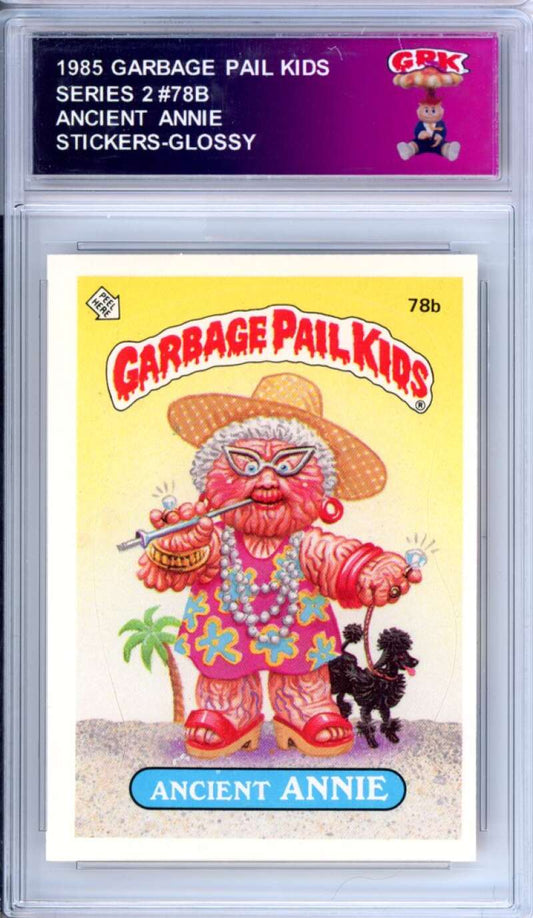 1985 Topps Garbage Pail Kids Series 2 #78b Ancient Annie   Authentic Encased Image 1