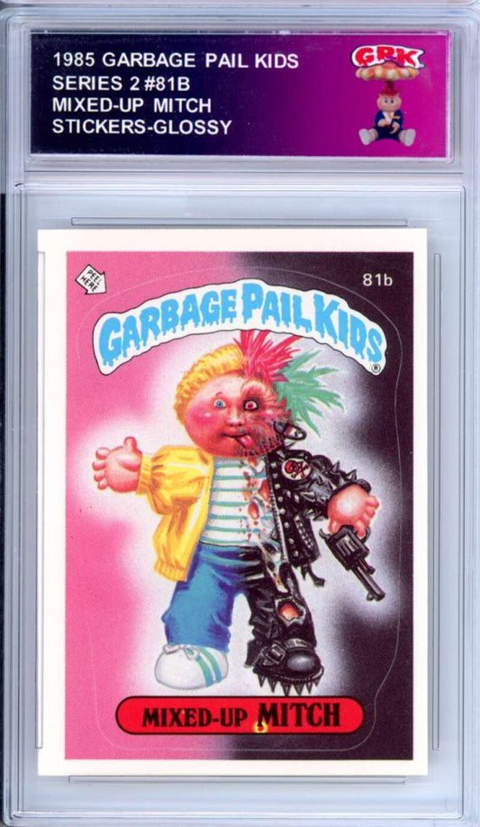 1985 Topps Garbage Pail Kids Series 2 #81b Mixed-Up Mitch   Authentic Encased Image 1