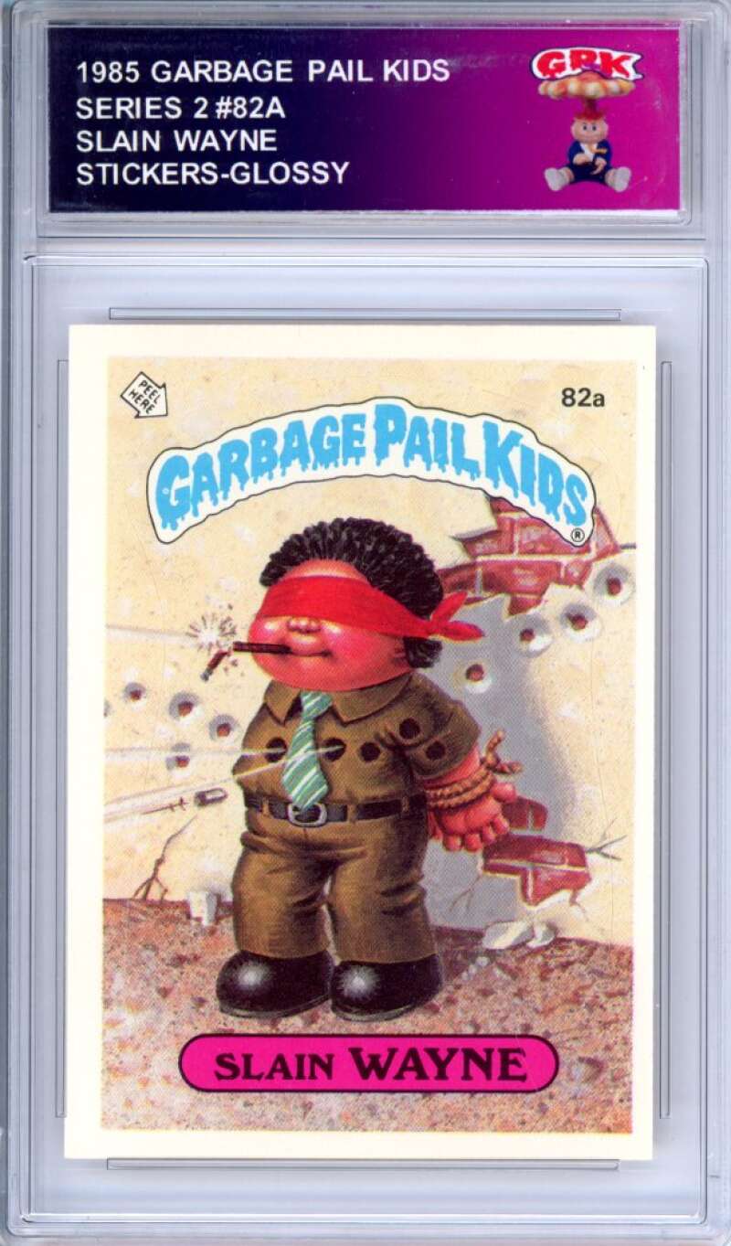 1985 Topps Garbage Pail Kids Series 2 #82a Slain Wayne   Authentic Encased Image 1
