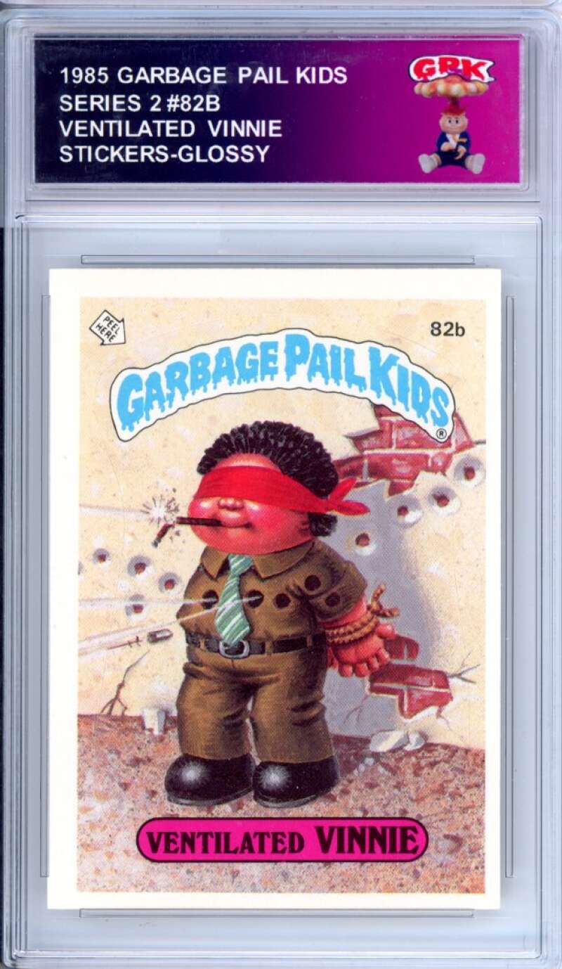1985 Topps Garbage Pail Kids Series 2 #82b Ventilated Vinnie   Authentic Encased Image 1