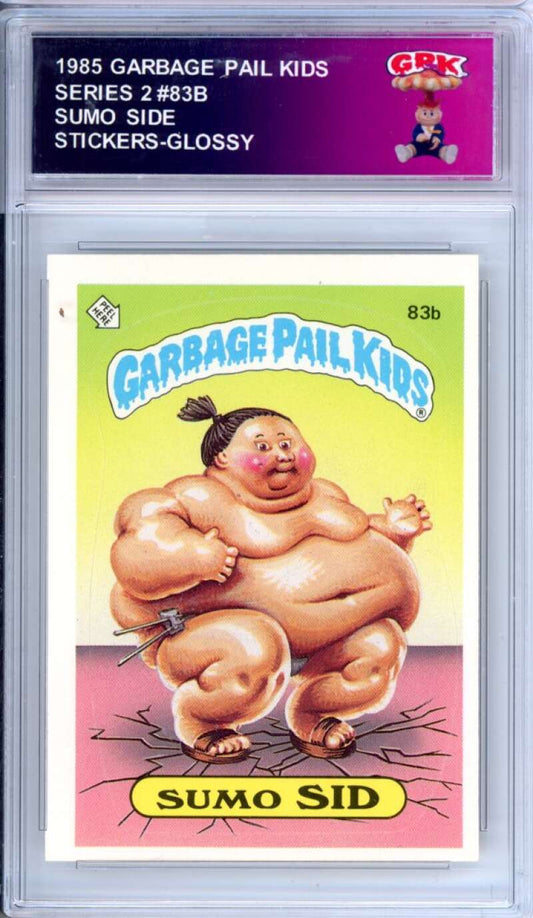 1985 Topps Garbage Pail Kids Series 2 #83b Sumo Sid   Authentic Encased Image 1