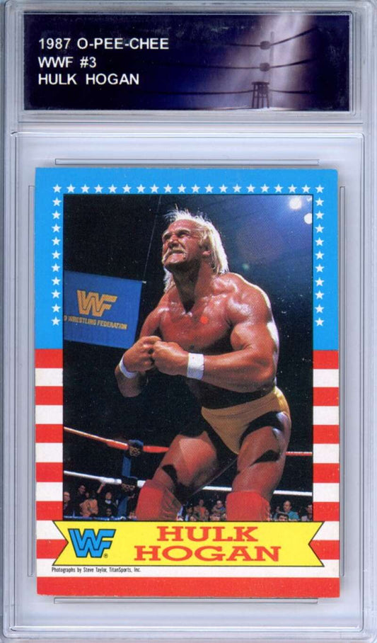 1987 O-Pee-Chee WWF #3 Hulk Hogan   Authentic Encased Image 1