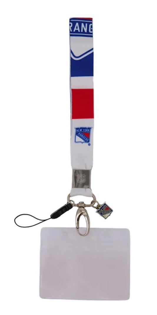 New York Rangers Wrist Lanyard - Charm, Cell Phone Strap, Ziplock Pass Holder Image 1