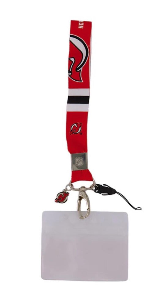 New Jersey Devils Wrist Lanyard - Charm, Cell Phone Strap, Ziplock Pass Holder Image 1