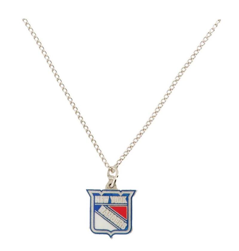 New York Rangers Silver Metal Pendant Necklace with Team Logo - 18" Chain  Image 1