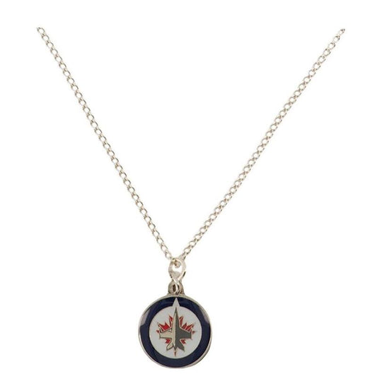 Winnipeg Jets Silver Metal Pendant Necklace with Team Logo - 18" Chain  Image 1