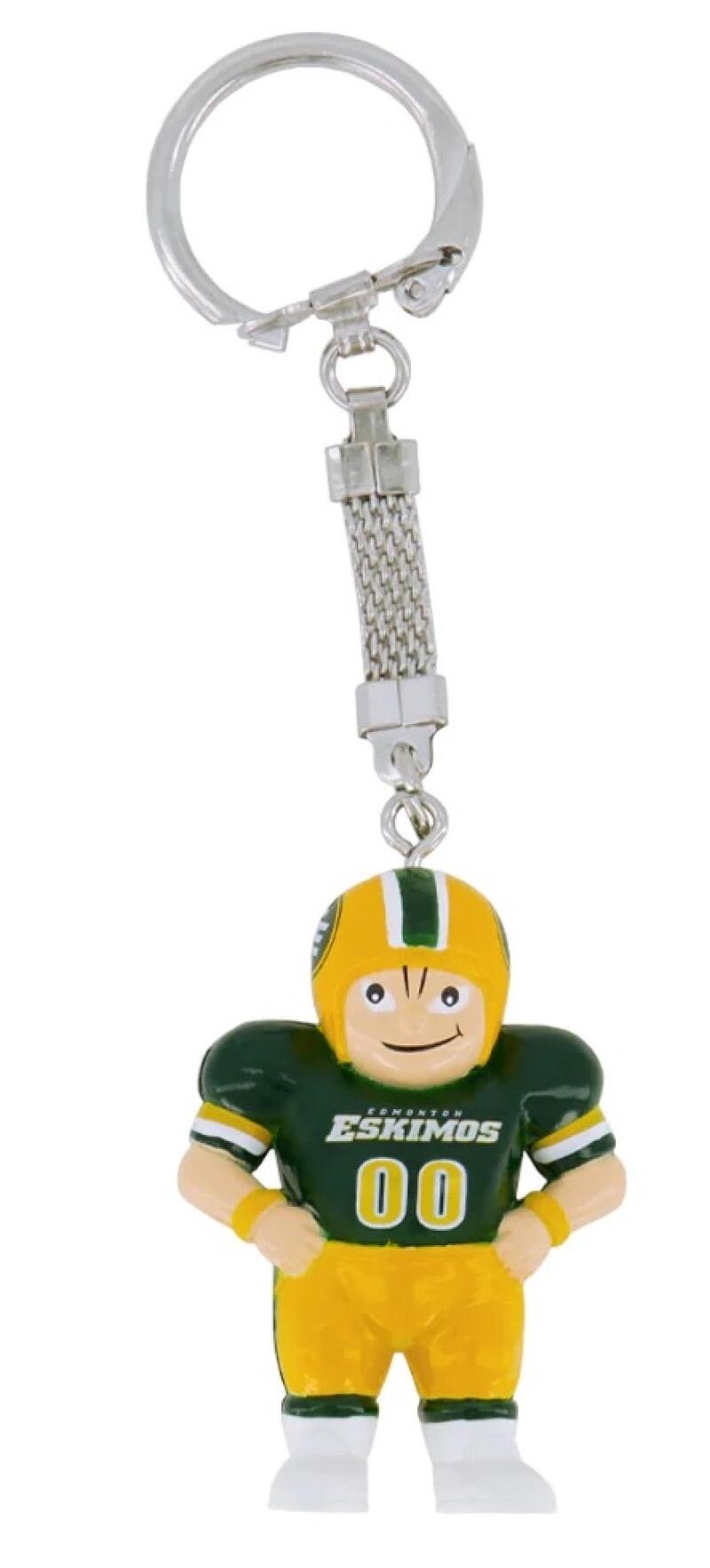 Edmonton Eskimos Player Figure Keychain - Hard PVC - Snap Hook Closure Image 1