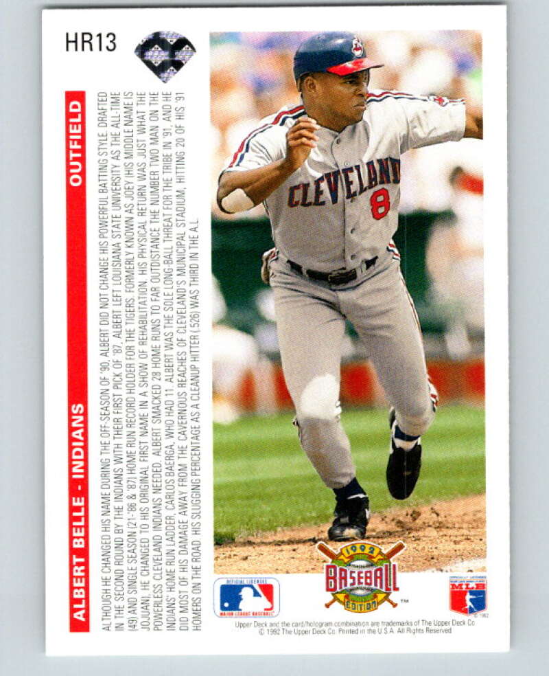 1992 Upper Deck Home Run Heroes #HR13 Albert Belle  V84527 Image 2