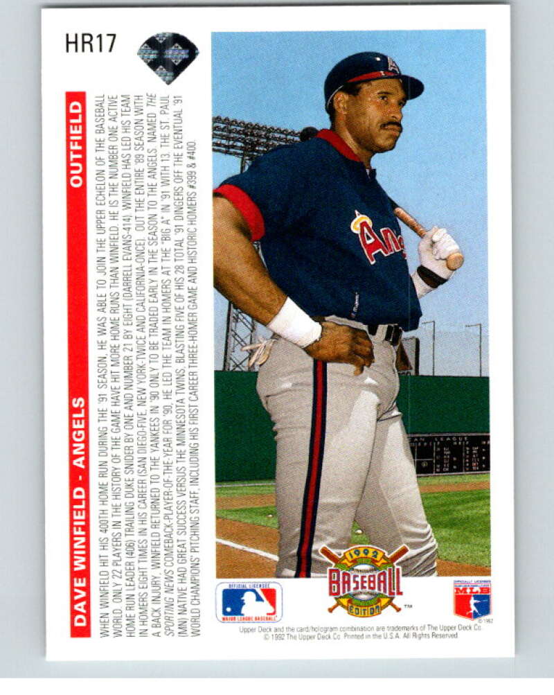 1992 Upper Deck Home Run Heroes #HR17 Dave Winfield  V84536 Image 2