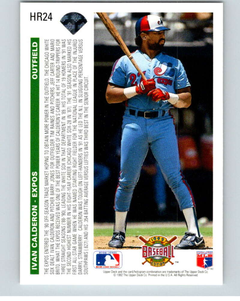 1992 Upper Deck Home Run Heroes #HR24 Ivan Calderon  V84549 Image 2