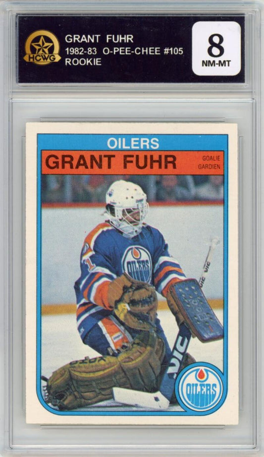 1982-83 O-Pee-Chee #105 Grant Fuhr Rookie RC Edmonton Oilers HCWG 8 Image 1