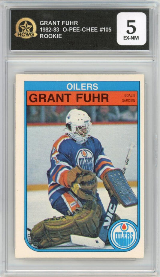 1982-83 O-Pee-Chee #105 Grant Fuhr Rookie RC Edmonton Oilers HCWG 5 Image 1
