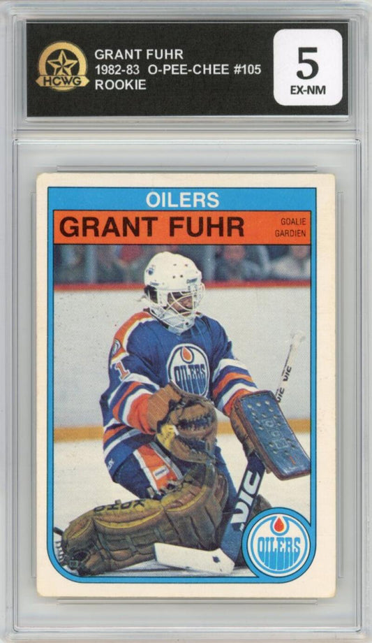 1982-83 O-Pee-Chee #105 Grant Fuhr Rookie RC Edm Oilers HCWG 5 Image 1