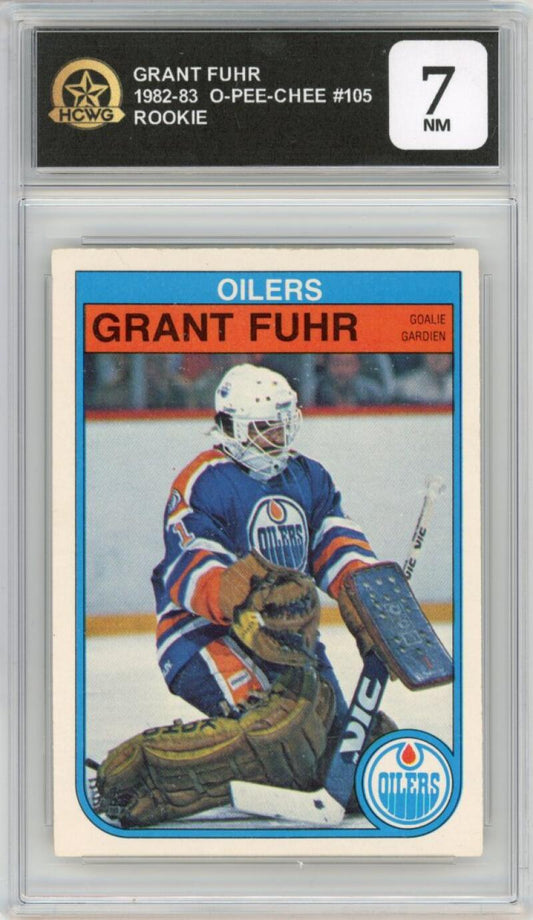 1982-83 O-Pee-Chee #105 Grant Fuhr Rookie RC Edmonton Oilers HCWG 7 Image 1