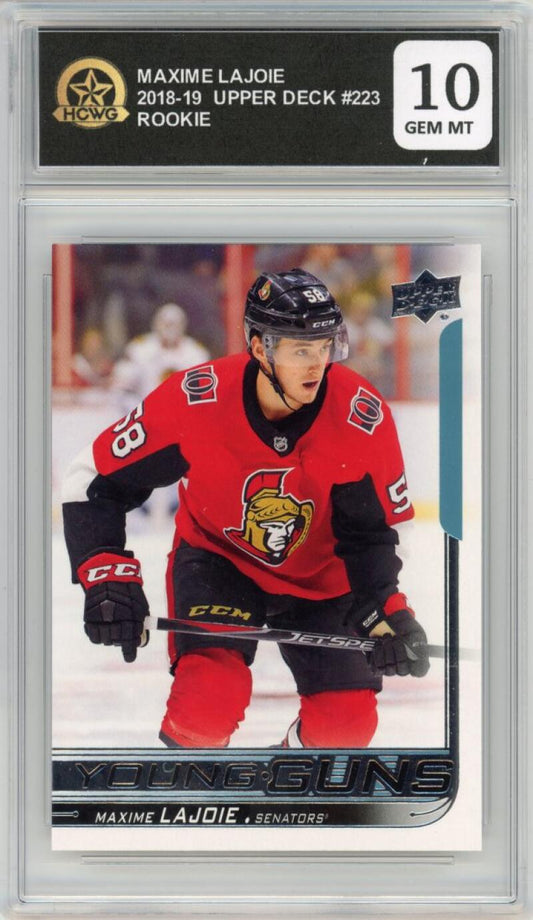 2018-19 Upper Deck #223 Maxime Lajoie Young Guns Rookie RC HCWG 10 Image 1