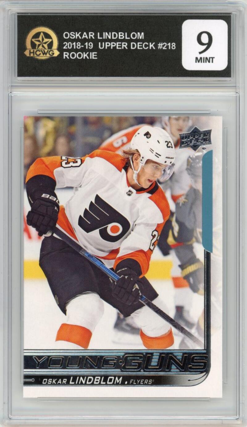 2018-19 Upper Deck #218 Oskar Lindblom Young Guns Rookie RC HCWG 9 Image 1