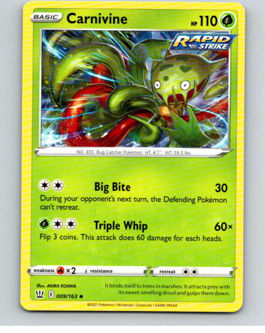 2021 Pokemon S&S Battle Styles #9 Carnivine U V84570 Image 1