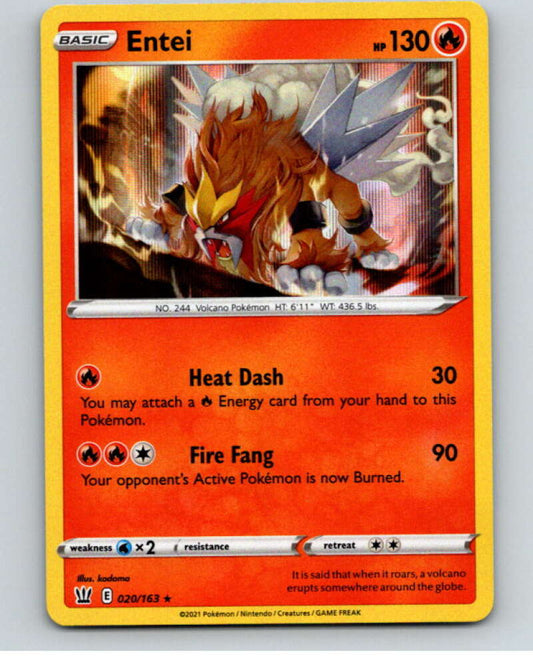 2021 Pokemon S&S Battle Styles #20 Entei HOLO R V84594 Image 1