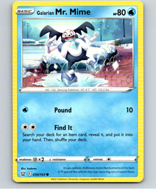 2021 Pokemon S&S Battle Styles #34 Galarian Mr. Mime C V84622 Image 1