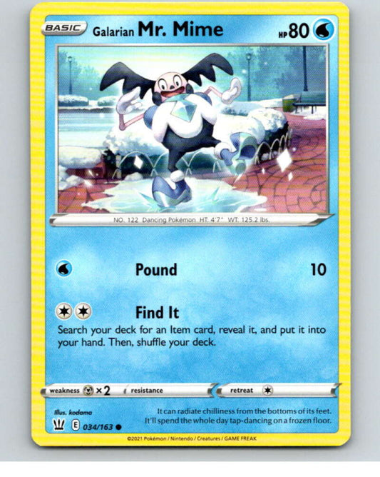2021 Pokemon S&S Battle Styles #34 Galarian Mr. Mime C V84626 Image 1